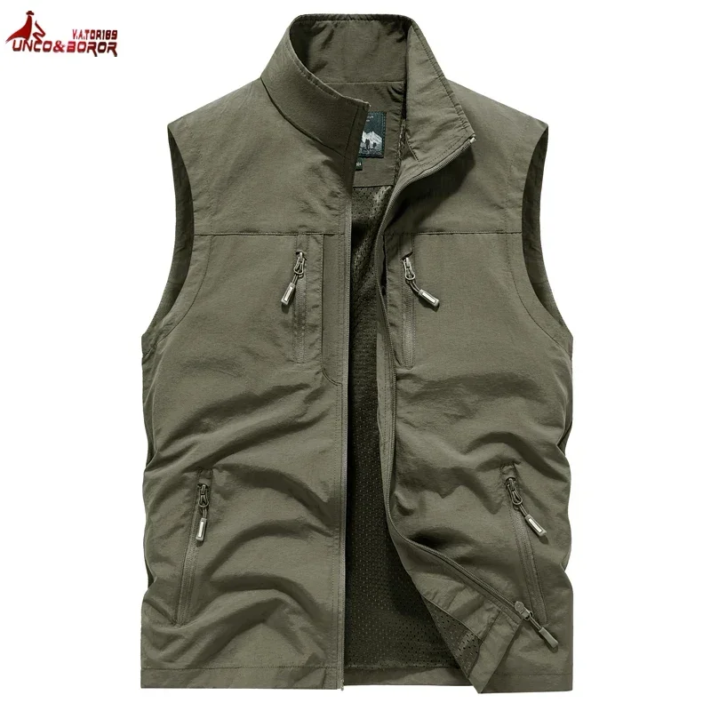 Summer Sleeveless Camping Hiking Vests Men Sportswear Fishing Tourist Climbing Waistcoat Travel Cargo Vest Jacket Men Clothing