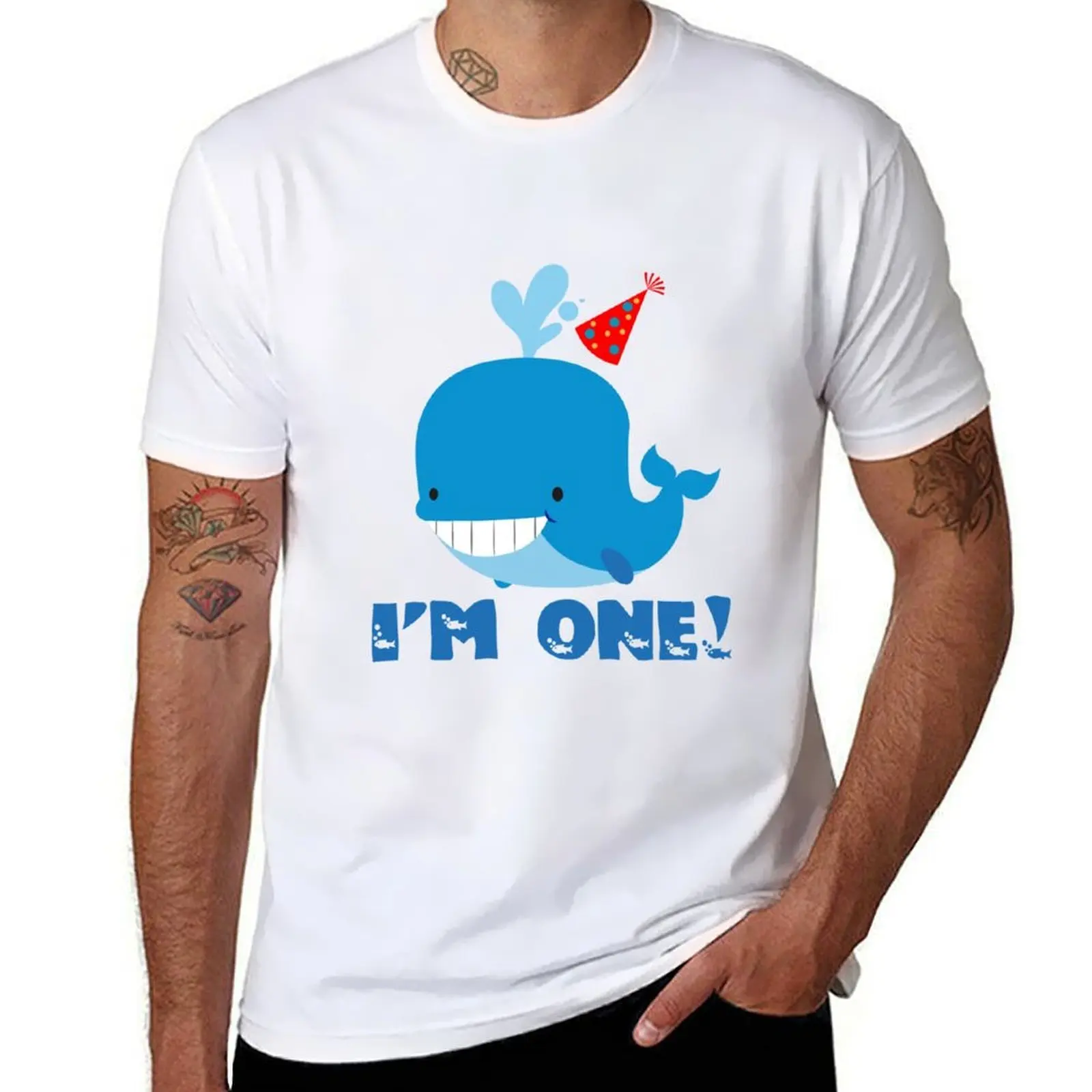 

1st Birthday Whale T-Shirt cotton t shirt man t shirts for man pack white T-Shirt