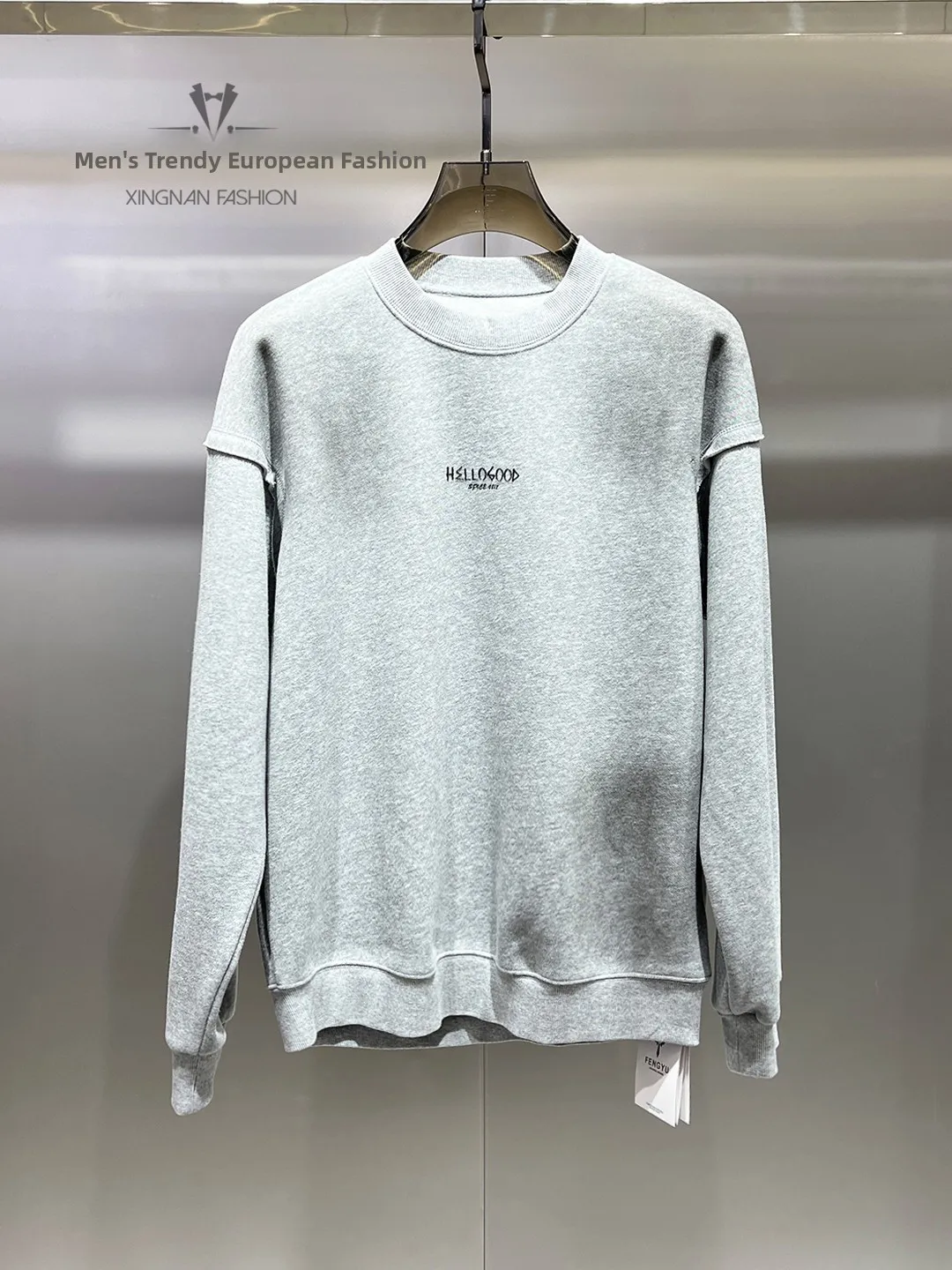 

Trendy Men's Fce Lined Oversized Hoodie Winter Warm Base irt Letter Print Vintage High End Haome Casual Long Sve T...