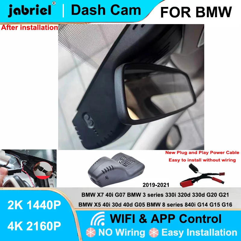 Jabriel for BMW 3 / 8 series G20 G21 330i 320d 330d 840i G14 G15 G16 X5 40i 30d 40d G05 X7 40i G07 New 4K Car DVR Wifi Dash Cam