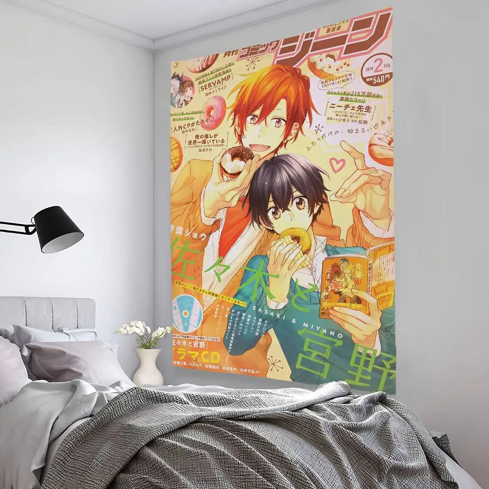 S-Sasaki and M-Miyano Anime Tapestry Bedroom Living Bar Garden Outdoor Microfiber Festival Decoration Background Art Banner