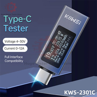 KWS-2301C Type-c Multi-function Digital Display DC Voltage Ammeter Power Meter Cell Phone Charging Tester DC 4-30V 0-12A