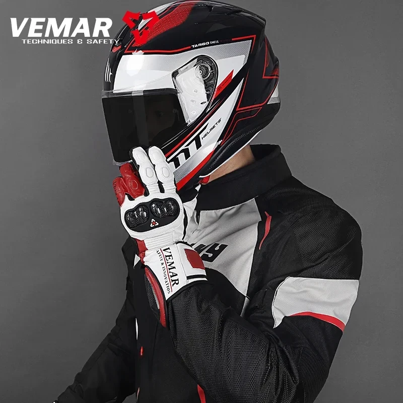 

Classic Long Motorcycle Racer Gloves Gloves Men's Leather Protection Racing Gloves Offroad Motorbikes Carbon Fiber Shell Motorbi