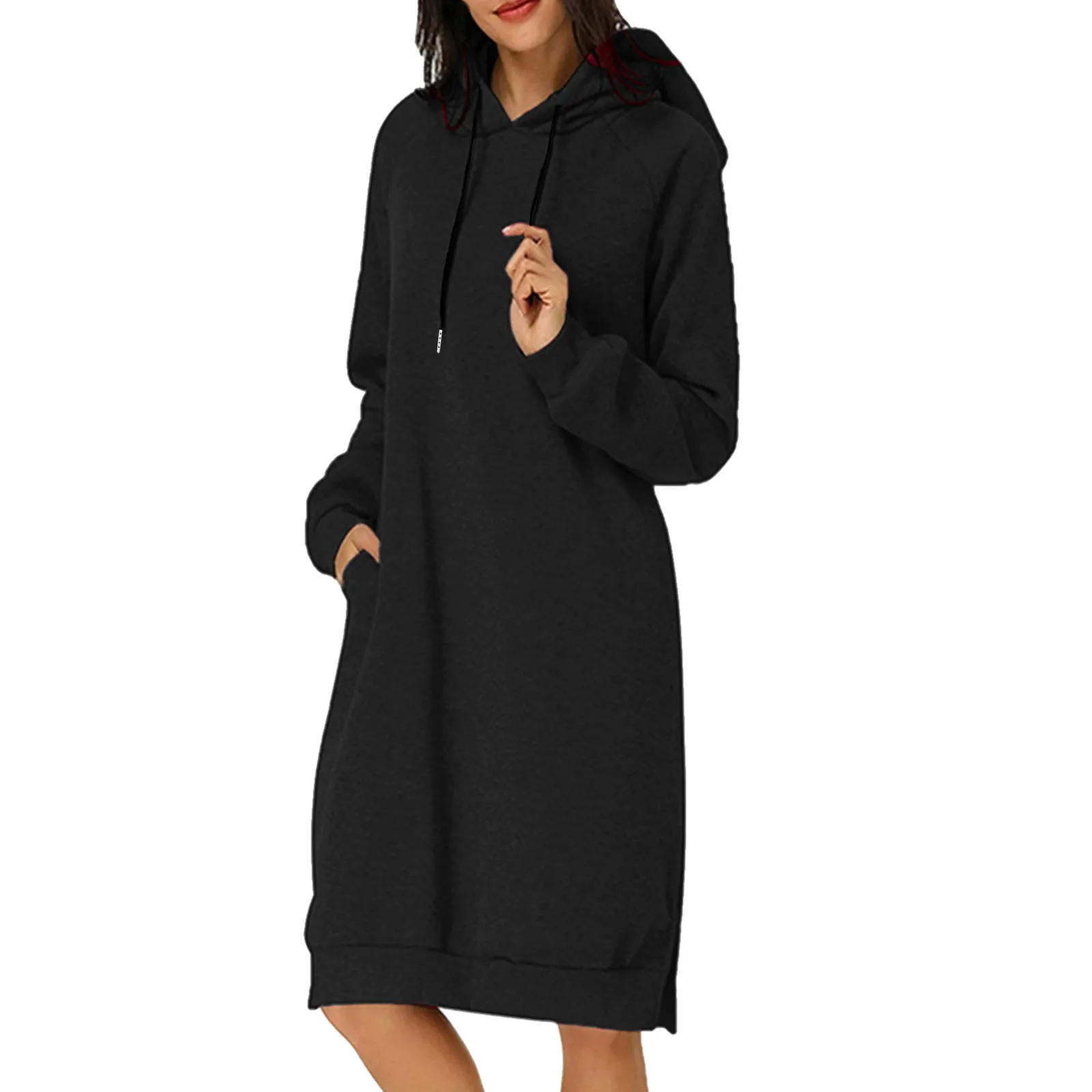 Shirt Dress Women Womens Autumn And Winter Loose Solid Long Hooded Dress With Casual Maxi Dress Womens Short Sleeve Dresses