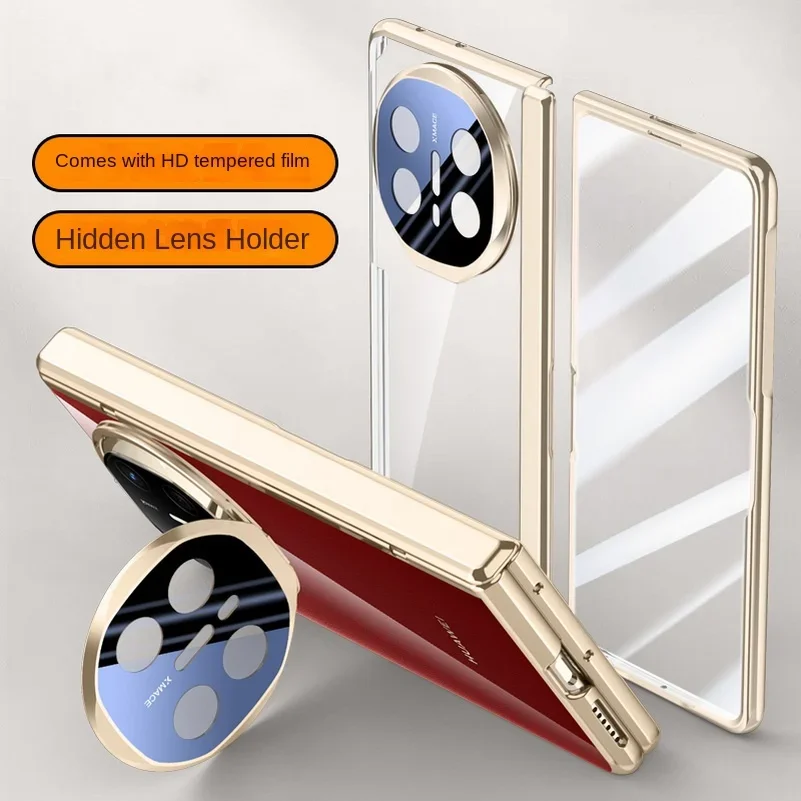 

Transparent Electroplate Case for Huawei Mate X6 Folding Hinge Camera Holder with Tempered Glass Flim Shockproof Hard Cover