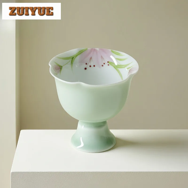 

2 шт./лот, ручная роспись, чайная чашка с высокой ножкой, креативная чайная чаша, милая чашка, индивидуальная чашка для дегустации чая, чашки Chazhan Master, ча 75 мл