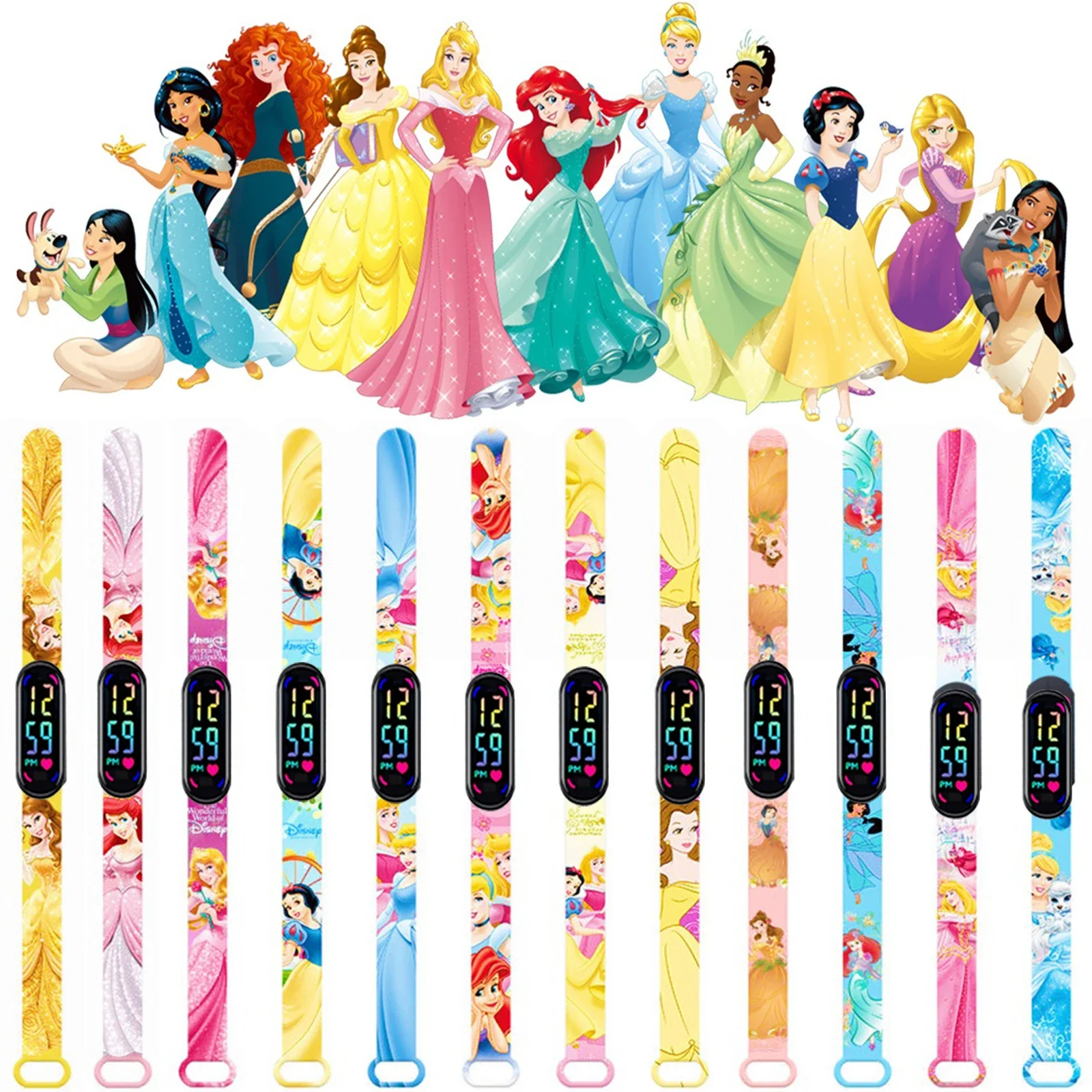 Disney Prinses Bevroren Figuur Elsa Kinderhorloges Digitale Horloges Cartoon Led Touch Waterdichte Elektronische Kids Horloge Verjaardagscadeaus Speelgoed