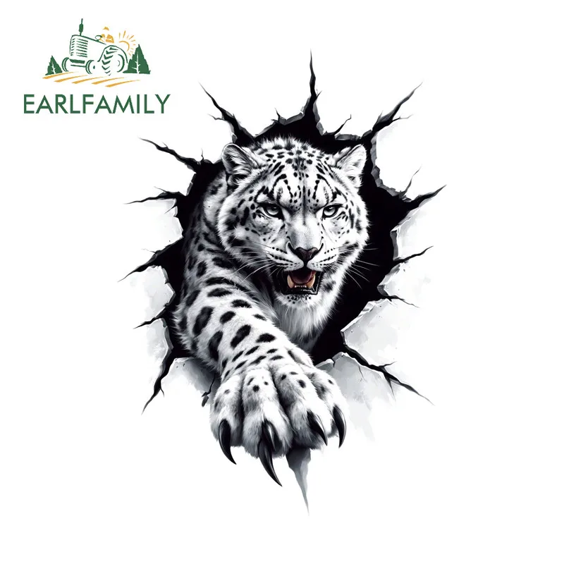 EARLFAMILY White Tiger Tear Car Sticker Scratch-Proof Caravan Surfboard Motorcycle Vinyl Decal Waterproof Fashionable Car Goods