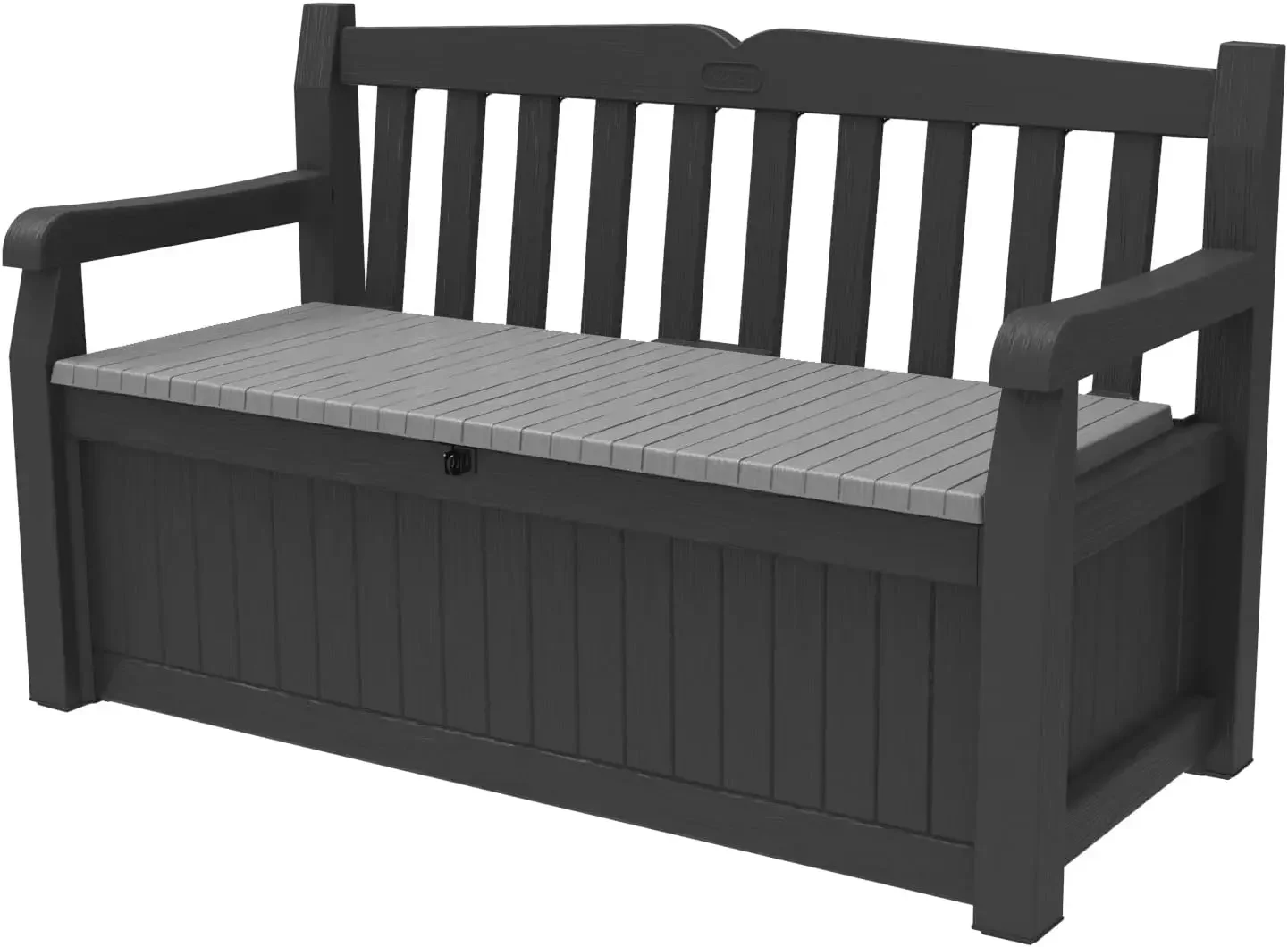 Keter Solana-Storage Bench Deck Box para Móveis de Pátio, Perfeito para Armazenar Jardim, Decoração da varanda, Mesas ao ar livre, 70 Galões