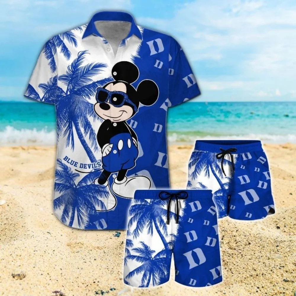 

2025 New Disney Hawaii 3d printed shirt New men's and women's fashion Mickey button short sleeve short suit Disney beach childre