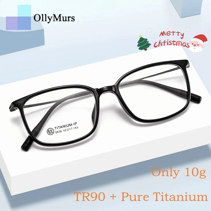 OLLYMURS Ultra Light Flexible TR90 Prescriptions Glasses Frame Men Women Retro Titanium Alloy Optical Frame Eyeglasses Eyewear