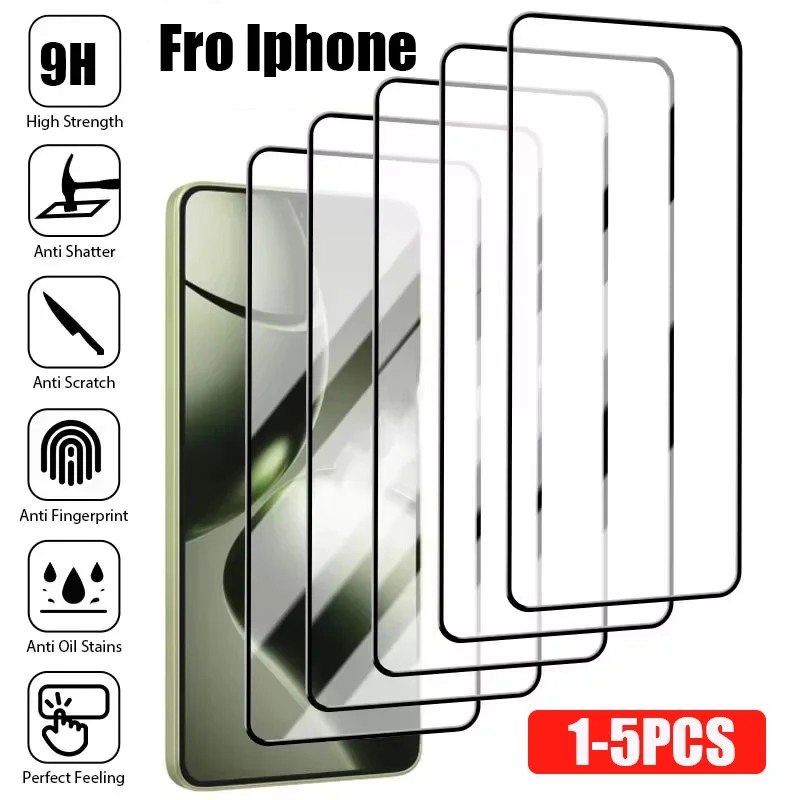 1-5PCS HD Tempered Glass For Iphone 17 16 15 14 13 12 11 Pro Max 16 15 14 8 7 6 Puls X XS Fingerprint unlocking Is Not Supported