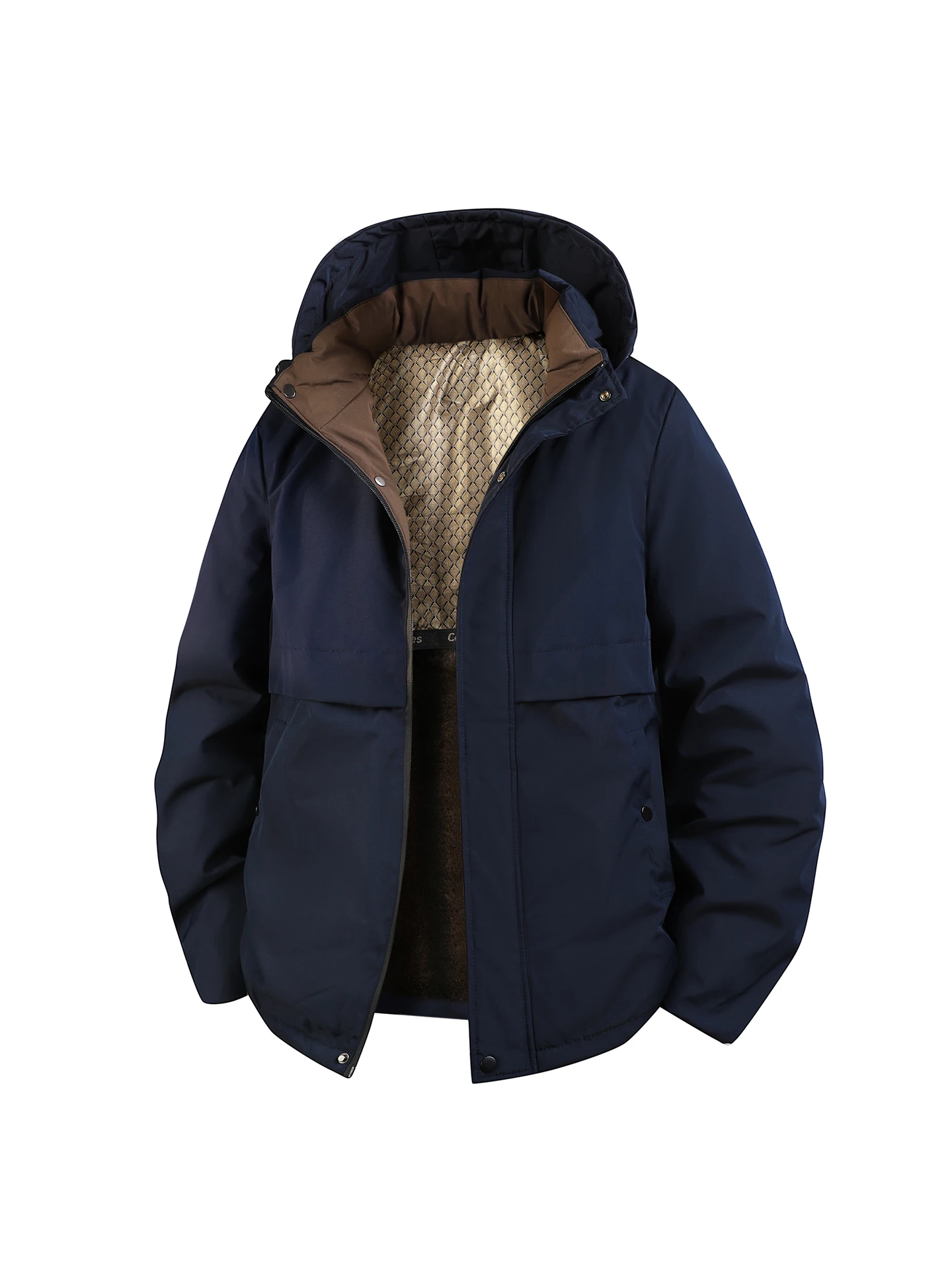 

Hooded Thiened Fce Lined Loose Fit Large Size Winter Cotton Jaet Removable Hood Warm Casual Sle Polyester Fabric