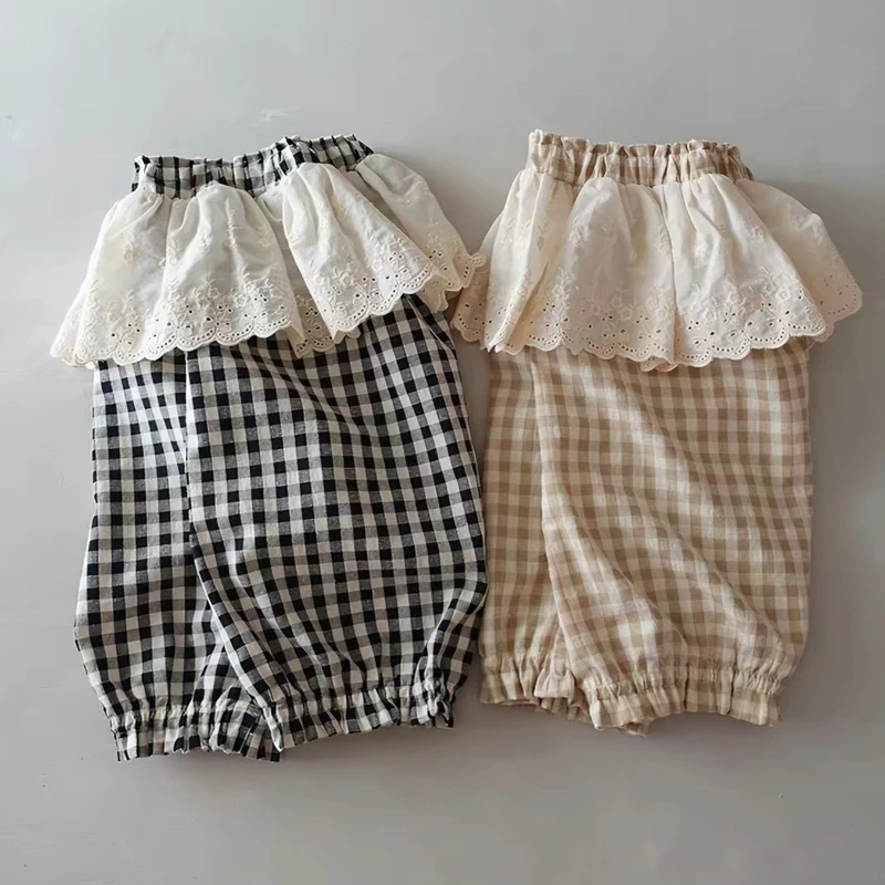 K2828 Baby Girl's Spring Plaid Casual Pants Cute New Arrival Children's Clothing Infant Fashion Outfit Toddler Girls' Trousers