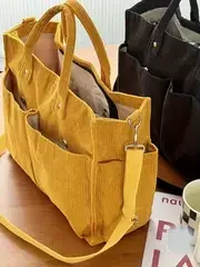 Cord-Umhängetasche Stilvolle Pendler-Schultertasche mit Mehreren Geräumigen Fächern Handtasche für Damen – Detail 7