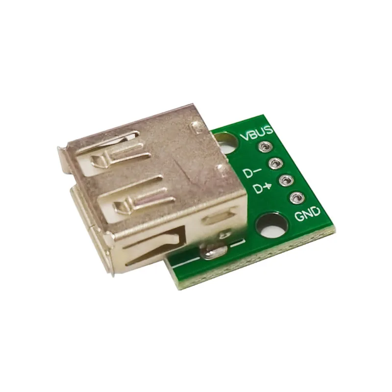 

2PCS USB 2.0 4Pin PCB Connector Female Socket To DIP 4p Straight Plug Adapter Board Soldered With Phone Power And Data Cable