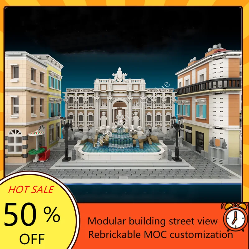 3434PCS Trevi Fountain Expansion Modular Modular MOC Creative street view Model Building Blocks DIY Education Model Toys Gifts