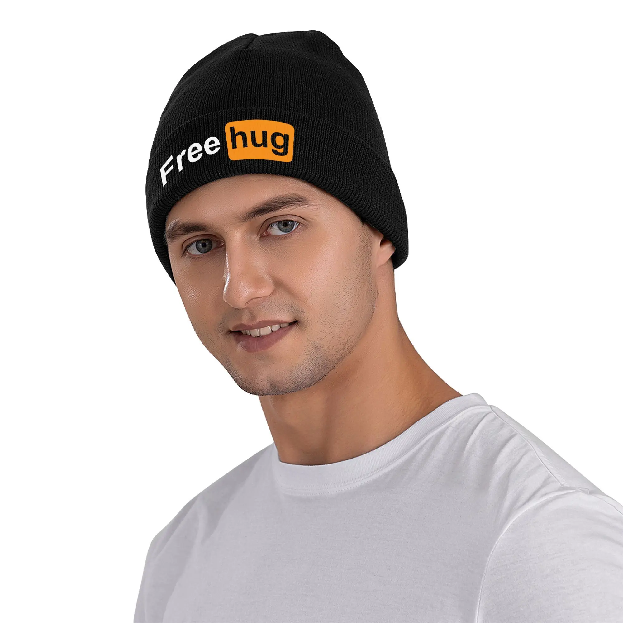 Free Hug Humor Joke Knitted Hats Autumn Winter Beanies Warm Funny hub Cap Unisex Acrylic Porn Fashion Bonnet