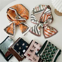Approx 12*145cm Print Geometric Long Ribbon Scarf Neckerchief Hair Bands Headscarf Headband Hat Bag Decoration Scarves for Women