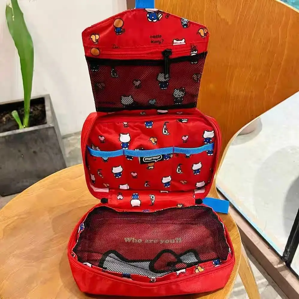 

Sanrio travel storage cosmetic bag Japanese cartoon clutch multifunctional dustproof hanging bag hello kitty lhandbag