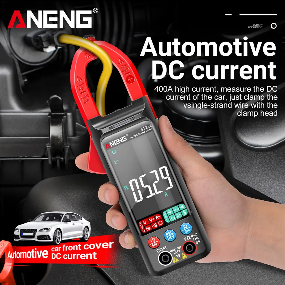 ANENG ST212 6000 Counts Digital Clamp Meter DC/AC Current 400A Amp Multimeter Color Screen Display Voltage Tester Car Hz NCV Ohm