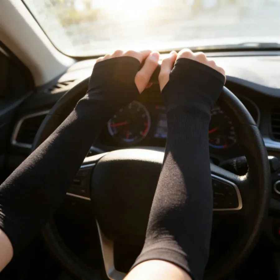 Outdoor UV Protection Arm Sleeves, Cooling Ice Silk Elastic Sun Sleeves for Driving, Cycling & Summer Use - Image 4