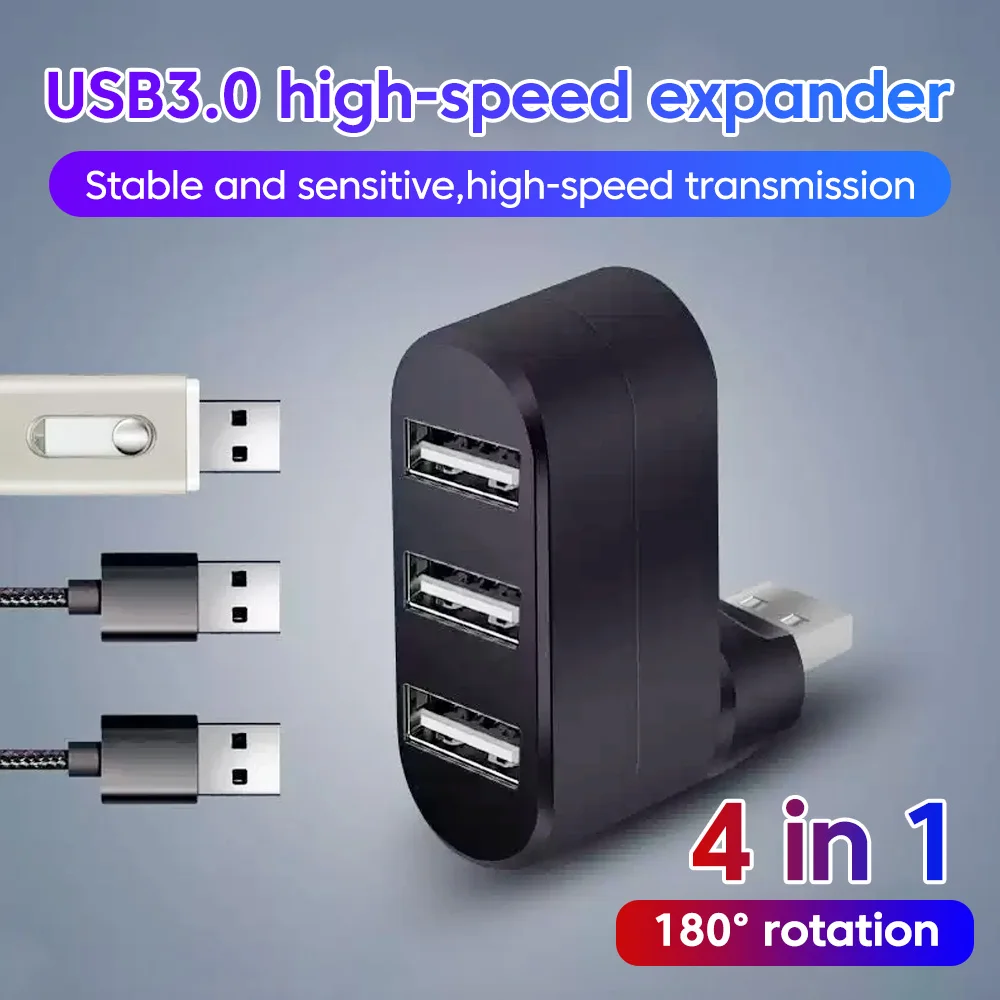 ميني 4 في 1 USB 3.0 2.0 Hub 180 °   محول نقل بيانات عالي السرعة قابل للدوران 4 منافذ USB من النوع C HUB لأجهزة الكمبيوتر المحمول U Disk MacBook