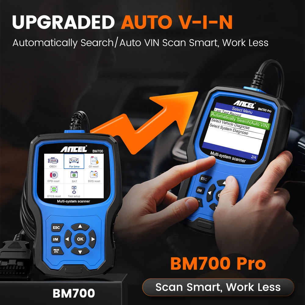 ANCEL BM700 Pro جميع الماسح الضوئي Obd2 مناسب لسيارات BMW EPB SAS وسادة هوائية ABS زيت CAS إعادة تعيين قارئ الرمز Auto Vin Obd 2 التشخيص أيضًا