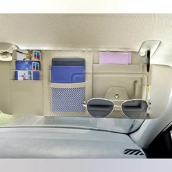 Car Sun Visor Organizer Storage Ziper Pocket PU Pouch Bag Card Glasses Pen Holder Multi-Pocket Auto Interior Accessories