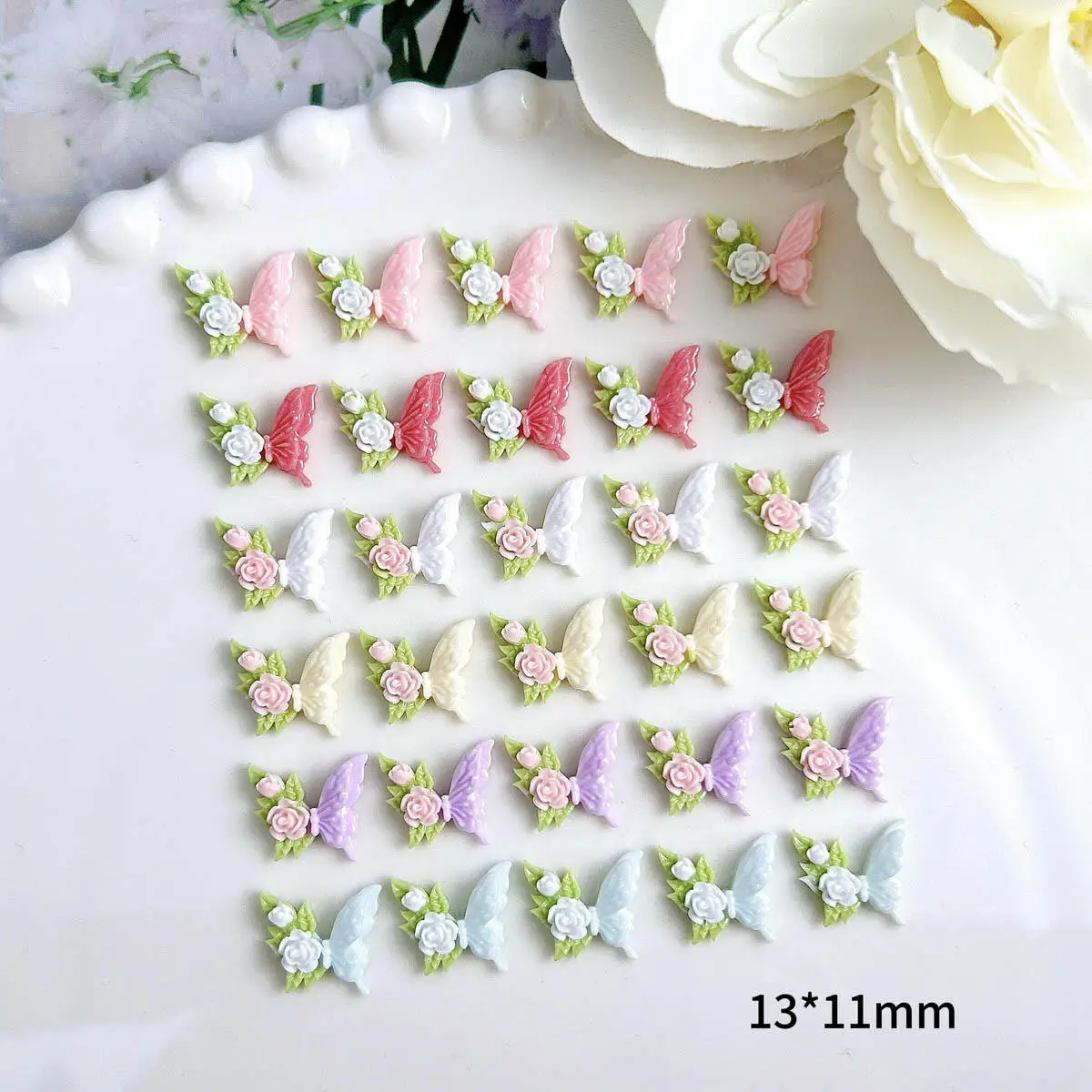 30Pcs 3D Resin Rose Butterfly Splicing Nail Charms Colorful Luminous Butterfly Nail Art Decoration Manicure DIY Accessories - Image 2