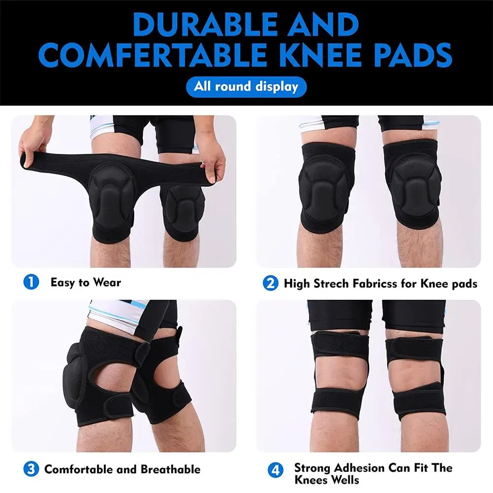 1Pair Knee Pads Anti-Collision Knee Protector with Thick EVA Foam for Sports,Gardening,House Cleaning,Construction Work,Flooring