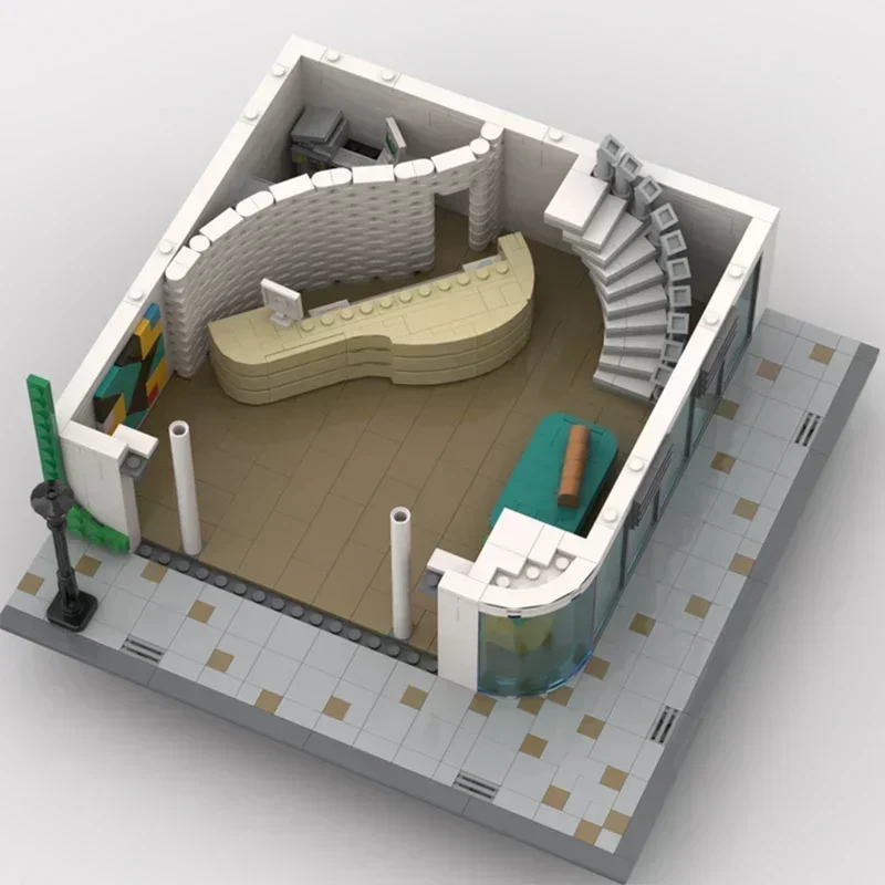 Briques de construction Moc modèle Street View, technologie de bureau d'angle moderne, blocs modulaires, cadeaux, jouets de noël, ensembles de bricolage, assemblage