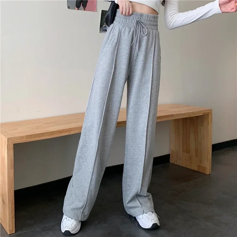 

Pop Greybell High-Waisted Slimming Draped Bottoms Women's Casual Fashionable Spring Autumn Straight-Legged Sweatpants