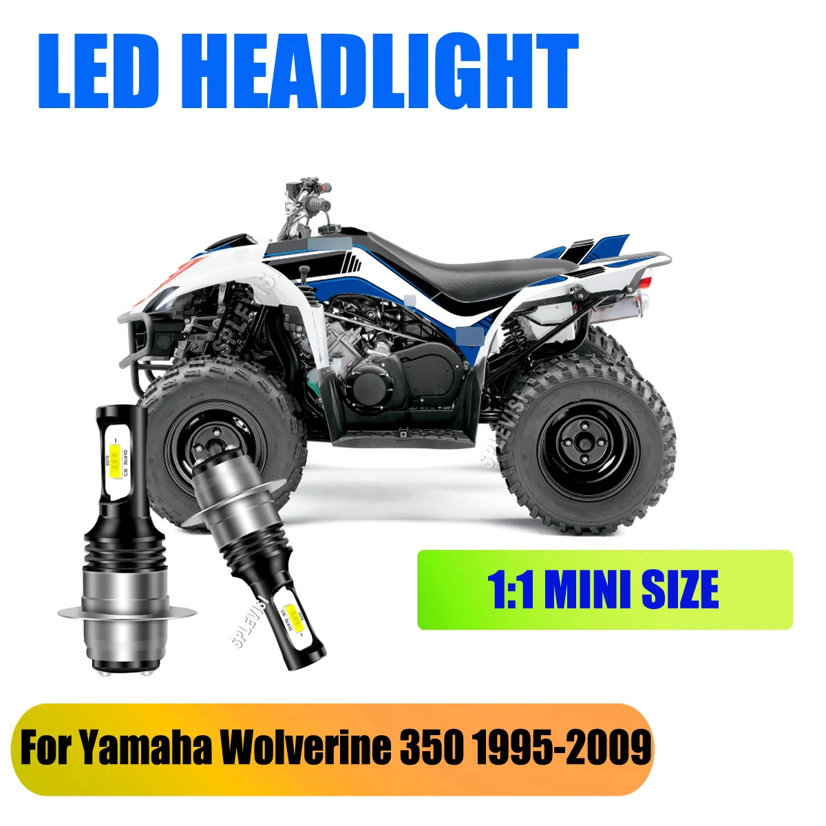 

H6 P15D LED Headlights - Plug-N-Play Driving Headlamp Light Assemblies For Yamaha Wolverine 350 1995 1996 1997 1998 1999-2009
