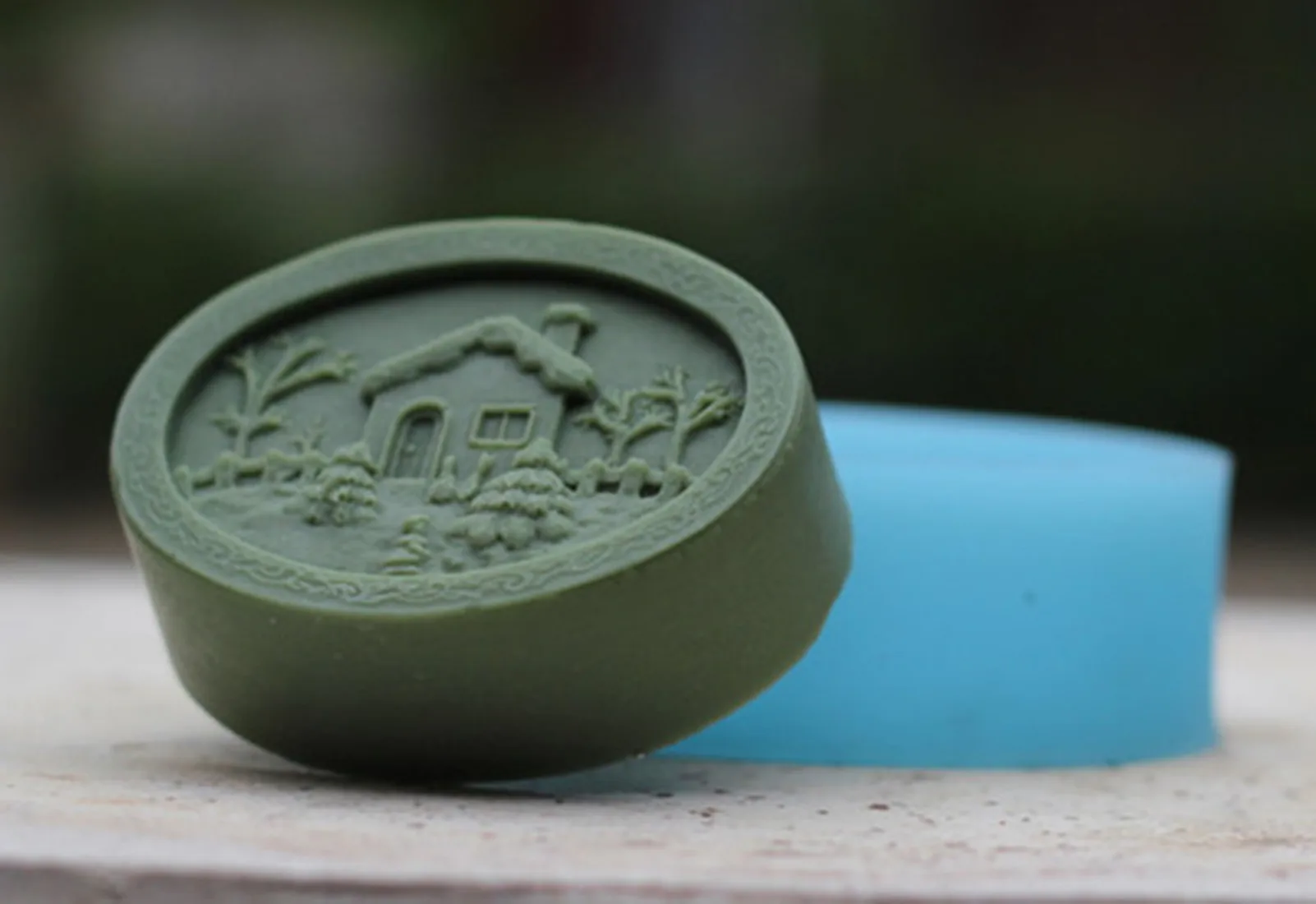 1pcs Christmas Series Little  House and Trees (R1204) Silicone Handmade Soap Mold Crafts DIY Mould