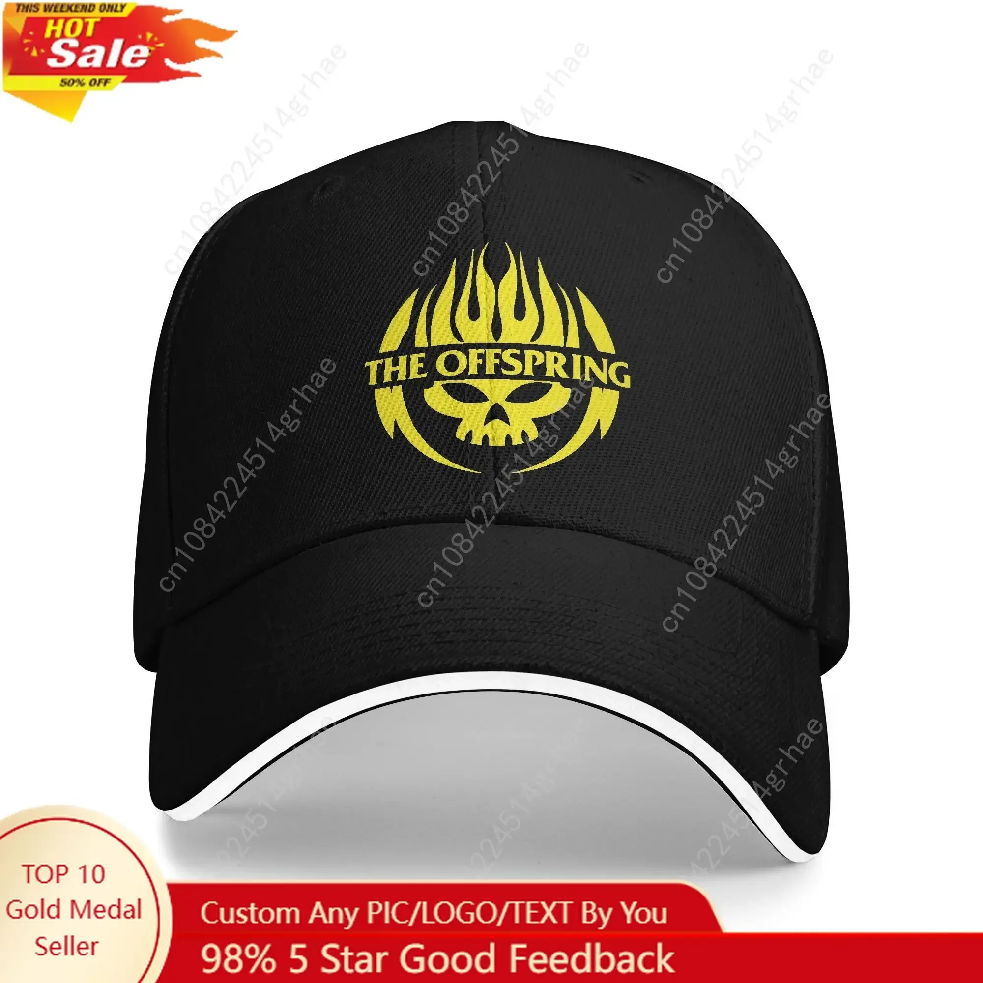 

The Offspring Flaming Skull on Circle and Some Word Baseball Cap Fashion Sandwich Hat Unisex Style Adjustable Caps Hat Outdoor