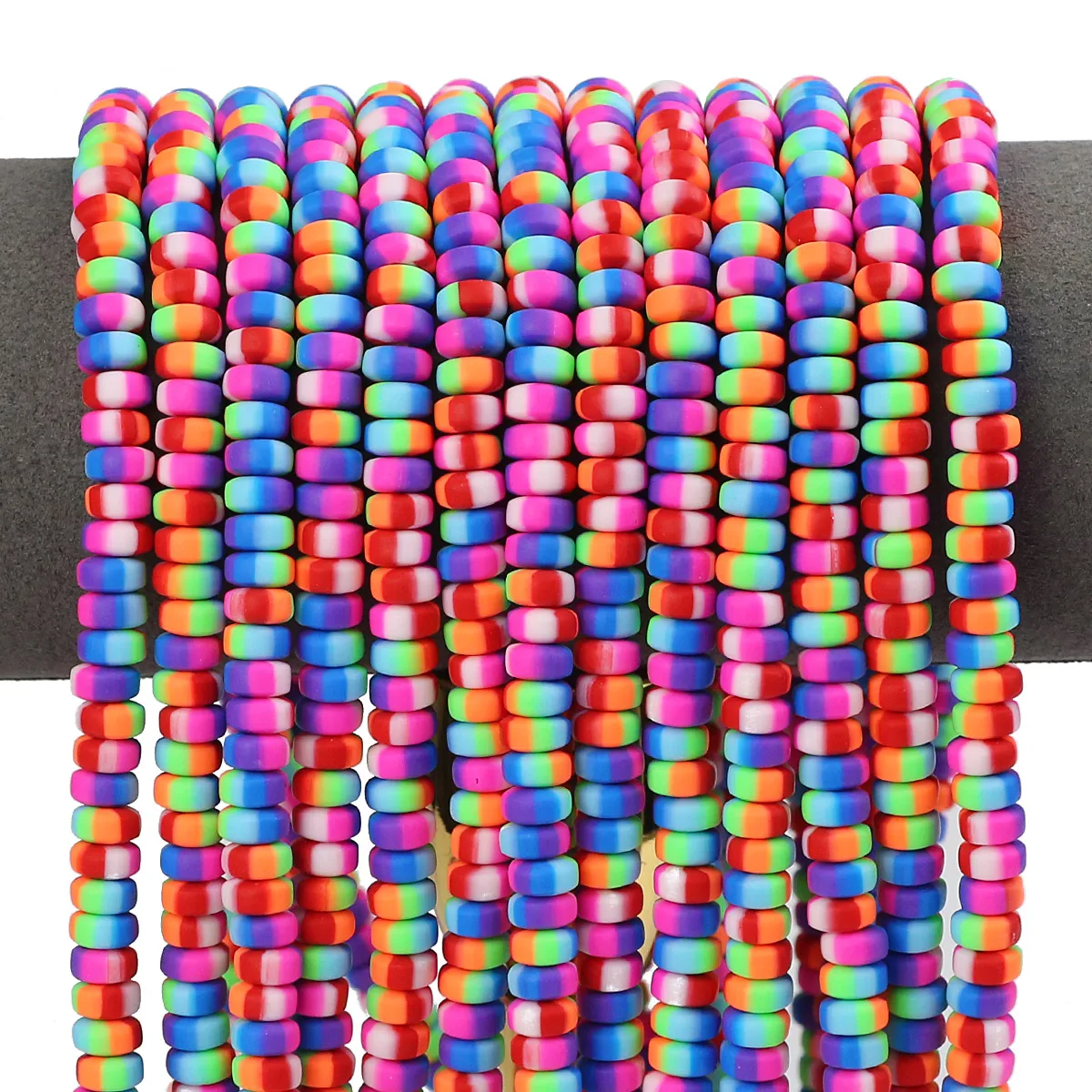 110Pcs 6.5*3.5mm Colourful Polymer Clay Beads Flat Round Spacer Loose Beads For DIY Jewelry Making Bracelet Necklace Accessories