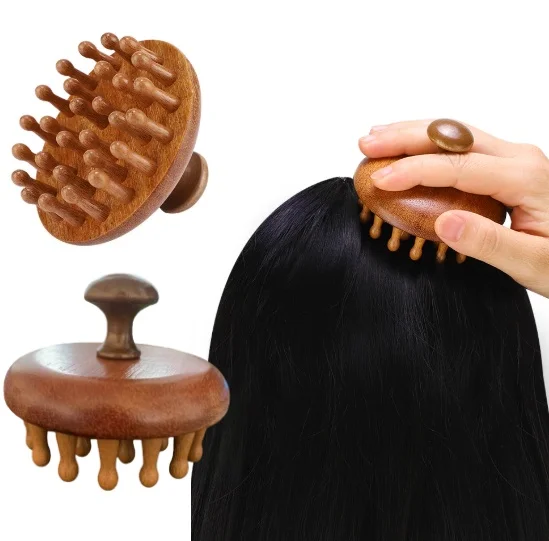 1 PC Multi-Functional Wood Therapy Massage Comb Scalp Head Massager Natural Sandalwood Circular Tooth Guasha Scraping Body