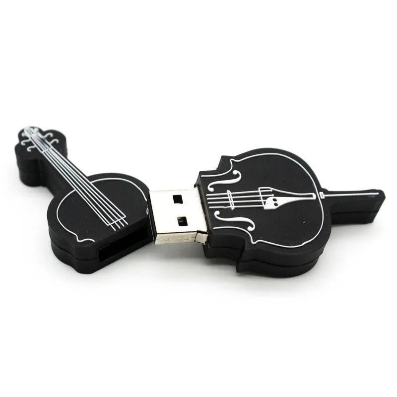Instrument gitarowy Pamięć flash USB 2.0 128 GB Śliczny instrument muzyczny Kreskówka Skrzypce Uwaga Kolor 64 GB Pamięć flash Prezenty Breloczek do kluczy
