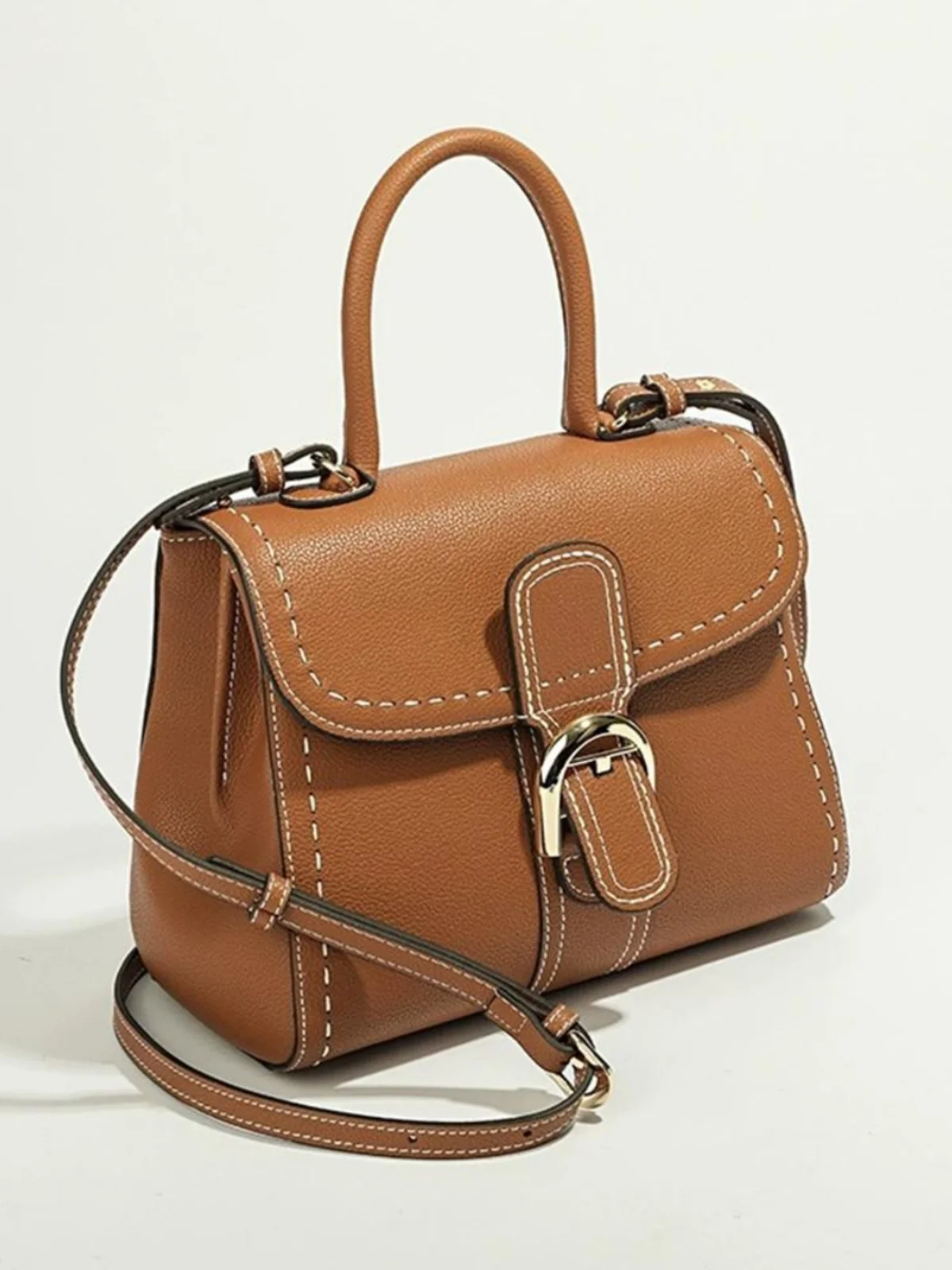 

2024 Handmade bit Handbag Pure Calfskin Tote Bag Engli Sle Daily Use Soft Leather oulder Bag with Sewing Line