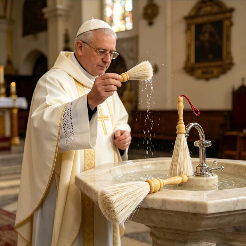 

Holy Water Aspergillum Sprinkler Brush with Wooden Handle for Catholic Orthodox Church Liturgy Blessing Ritual Religious Tool