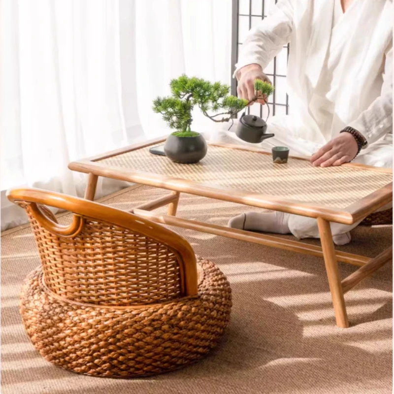 

Кресло из натурального ротанга с поддержкой спины, тканый обеденный стул для патио, балкон, одноместное удобное кресло для отдыха для длительного сидения