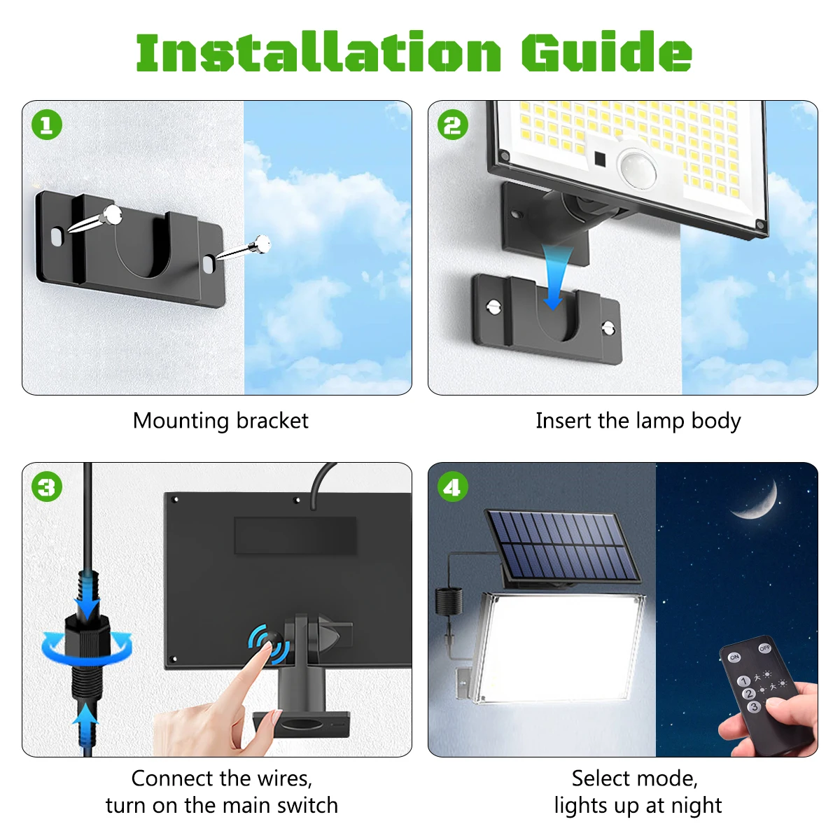 Solar Lights Outdoor with Motion Sensor Solar Flood Lights Waterproof Dusk to Dawn Solar Powered Security Spot Lights for Porch