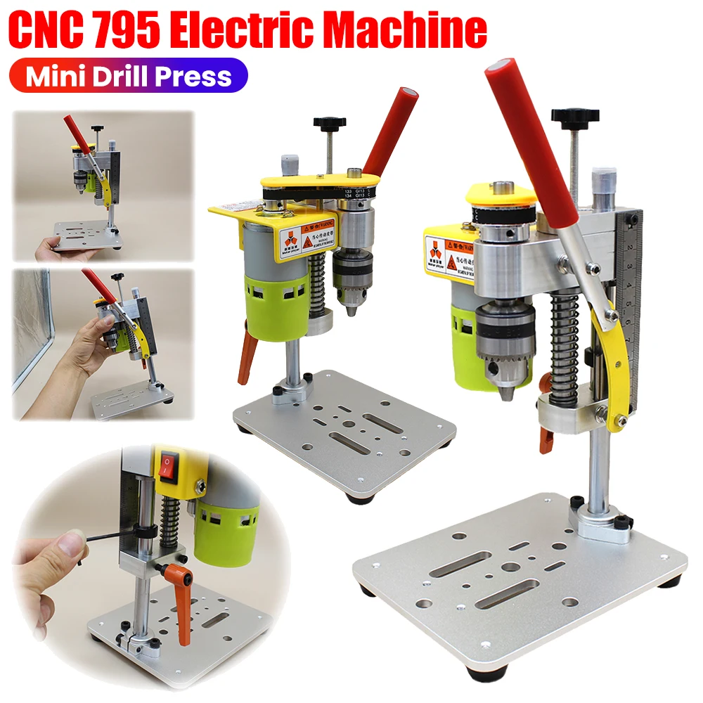 Micro Bench Drill B10 Chuck Precision CNC Drill Press Watch Repair Tool Bench Drill Metal Wooden Jade DIY Crafts Electric Tool