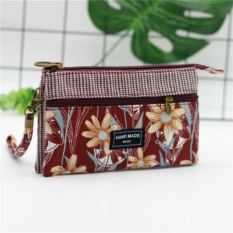 Pochette da donna con motivo floreale in cotone portafoglio da donna marca 2024 portamonete portamonete portamonete portamonete portamonete per