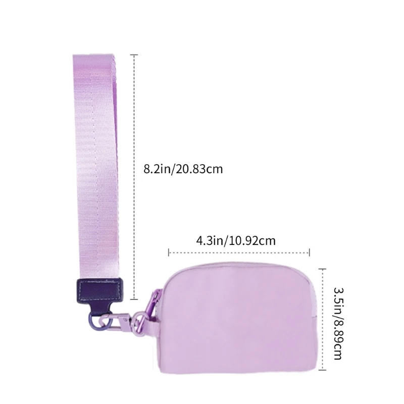 Double Wristlet Keychain Wristlet Wallet Portable Nylon Wristlet Wallet Detachable Zippered Coin Purse for Women