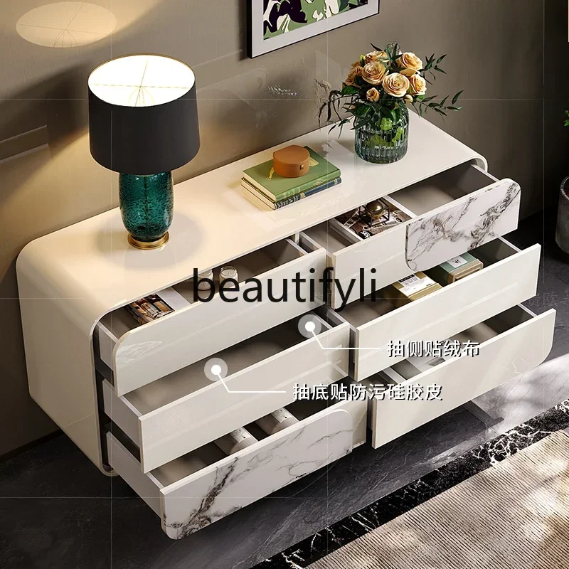 

Light luxury chest, marble drawer, porch cabinet, premium paint, bedside storage cabinet