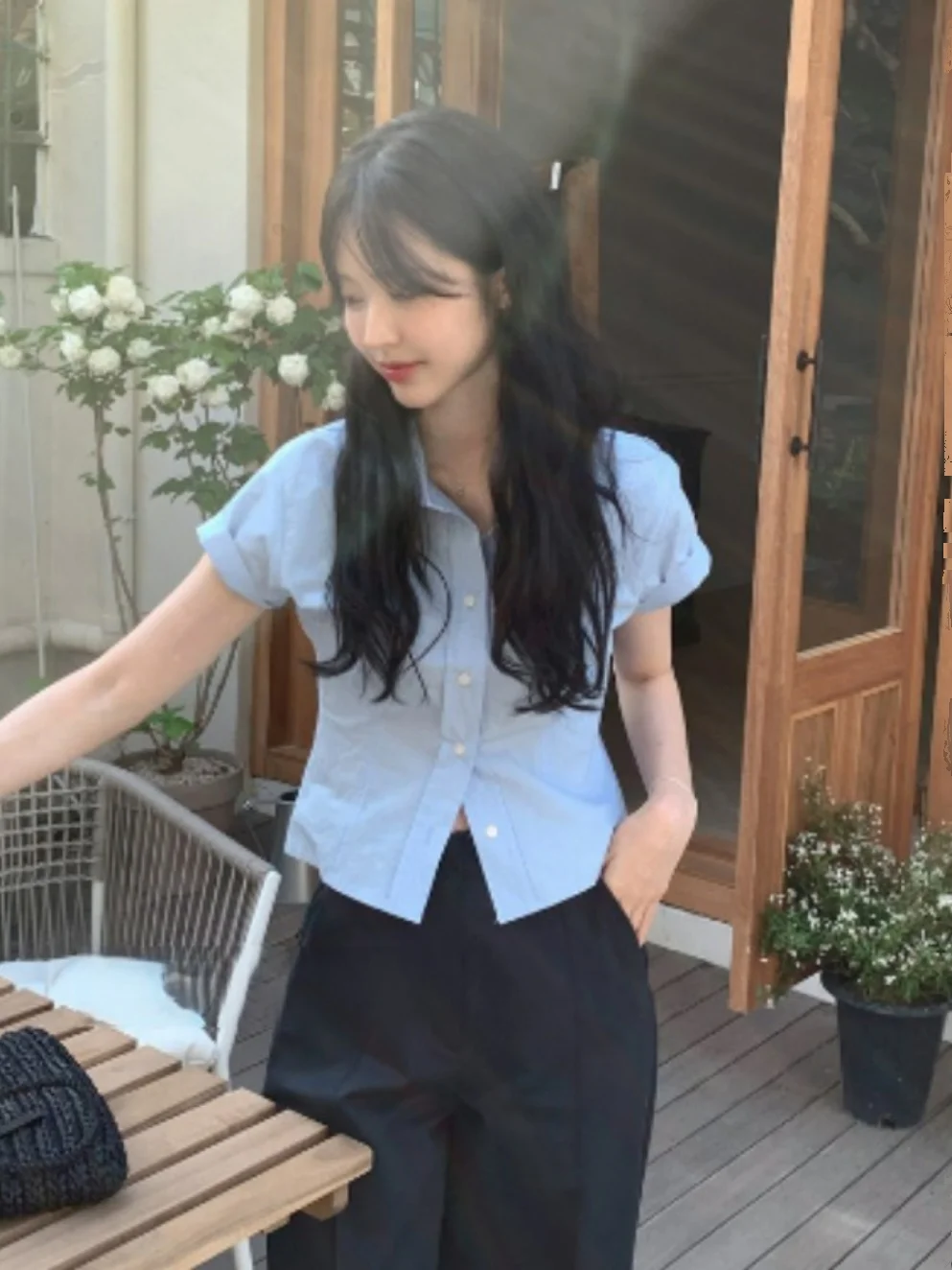 

Street Sle Summer Oxygen Fre Clean ort Sve irt Versatile Office Wind ort Length Slimming Korean Faion Women's ...