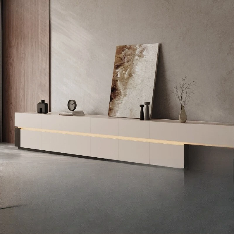 

Floor-to-ceiling solid wood TV cabinet storage locker integrated living room home 2025 new Italian light luxury style high sense