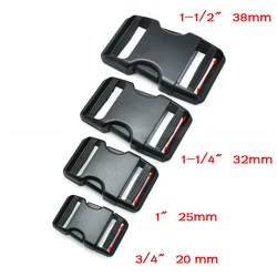 1pcs Plastic Side Release Buckle Dual Adjustable Belts Buckle Tactical Backpack Straps Webbing Bag Parts Accessories Black